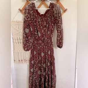 Abercrombie and Fitch off shoulder paisley boho fall tiered maxi dress